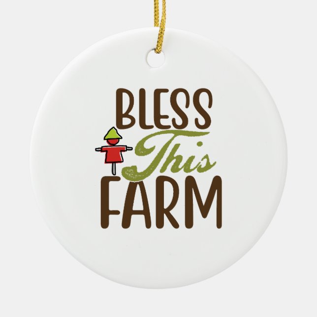 Bless This Farm Ceramic Tree Decoration (Front)