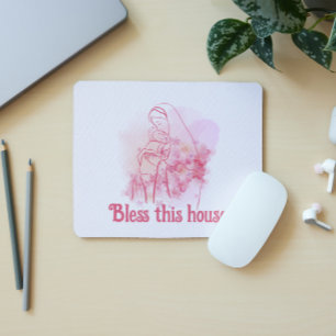 Bless this house Pink Floral Virgin Mary Jesus Mouse Mat