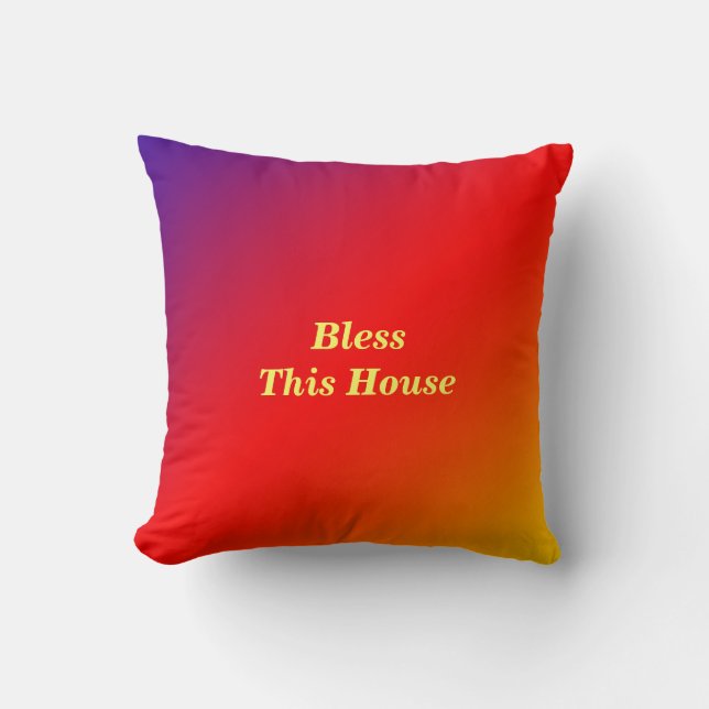Bless This House Vivid Rainbow Square Cushion (Front)