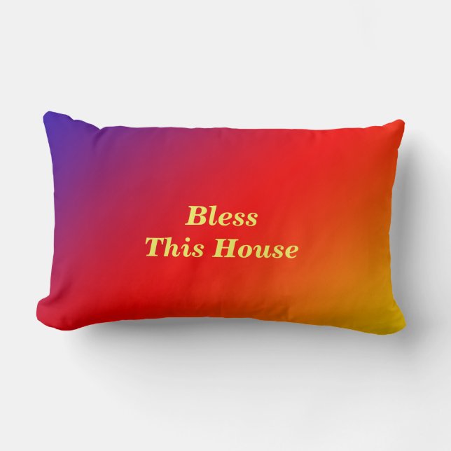 Bless This House Vivid Rainbow Throw  Lumbar Cushion (Front)