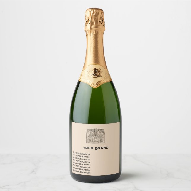 Bless This House w/ text & image templates  Sparkling Wine Label (Front)