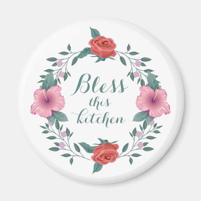 Bless this Kitchen Christian Fridge Magnet (Front)