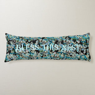 Bless This Nest Black Watercolor Floral Rose Body Cushion