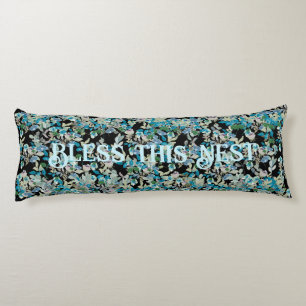 Bless This Nest Black Watercolor Floral Rose  Body Cushion