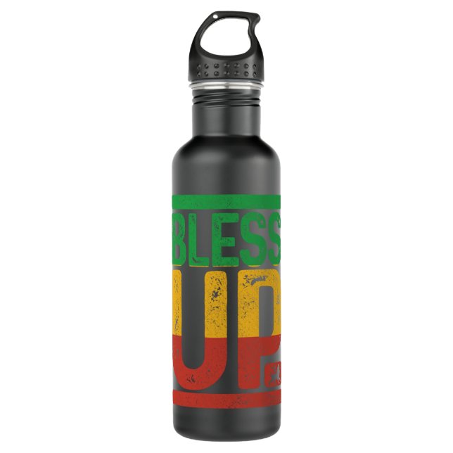 Bless Up Reggae Music Rastafari Lion Of Judah Rast 710 Ml Water Bottle (Front)