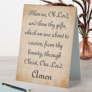 Bless Us, Oh Lord Mealtime Prayer Tabletop Sign
