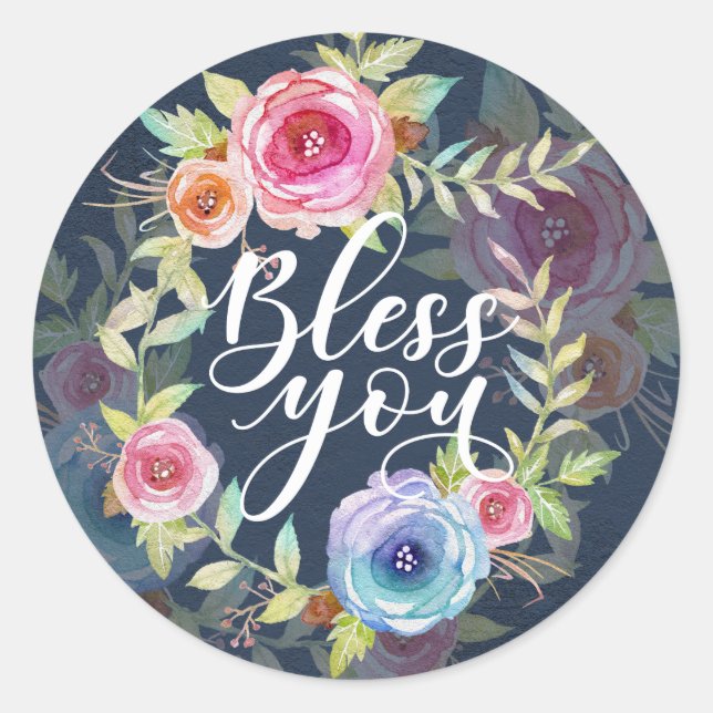 Bless Your, beautiful floral wreath Sticker (Front)