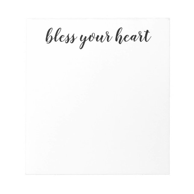Bless Your Heart Black Script Notepad (Front)