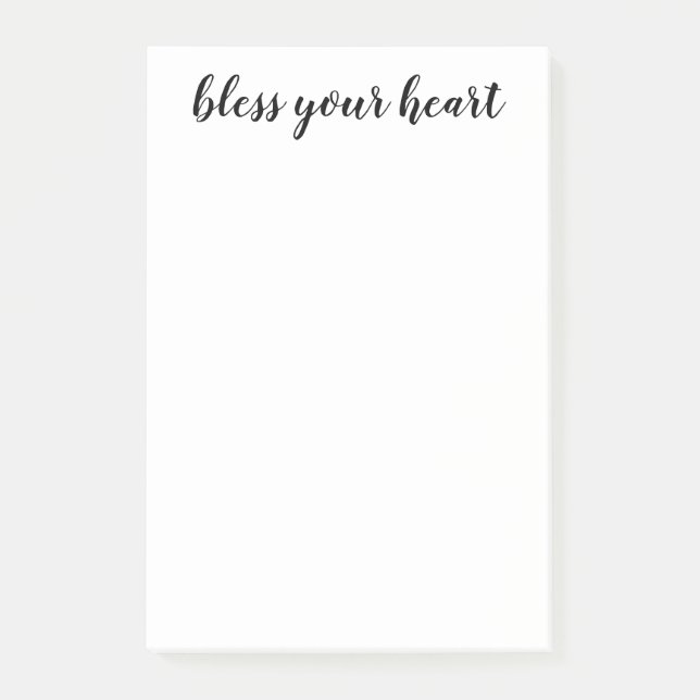Bless Your Heart Black Script Post-it Notes (Front)