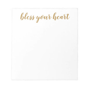 Bless Your Heart Gold Script Notepad