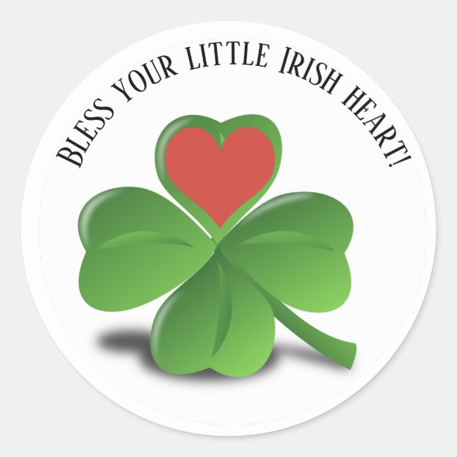 Bless Your Little Irish Heart Shamrock Classic Round Sticker (Front)