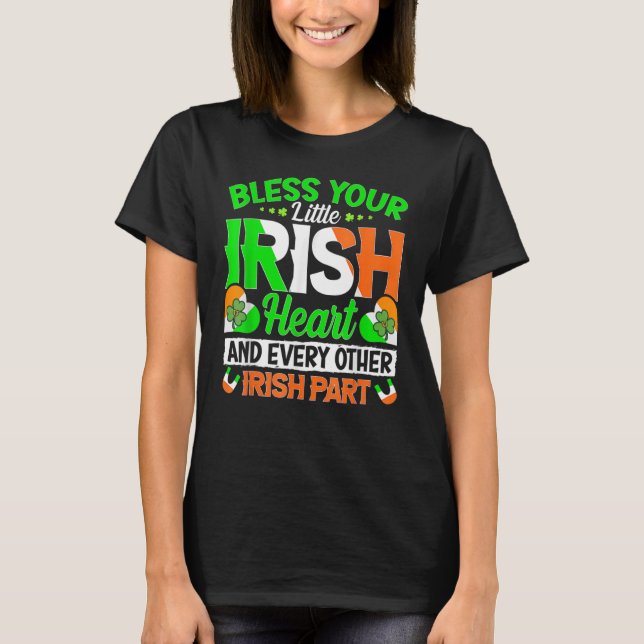 Bless Your Little Irish Shamrock St Patrick's Day T-Shirt (Front)
