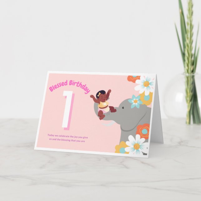 Blessed 1st Birthday Card (Front)