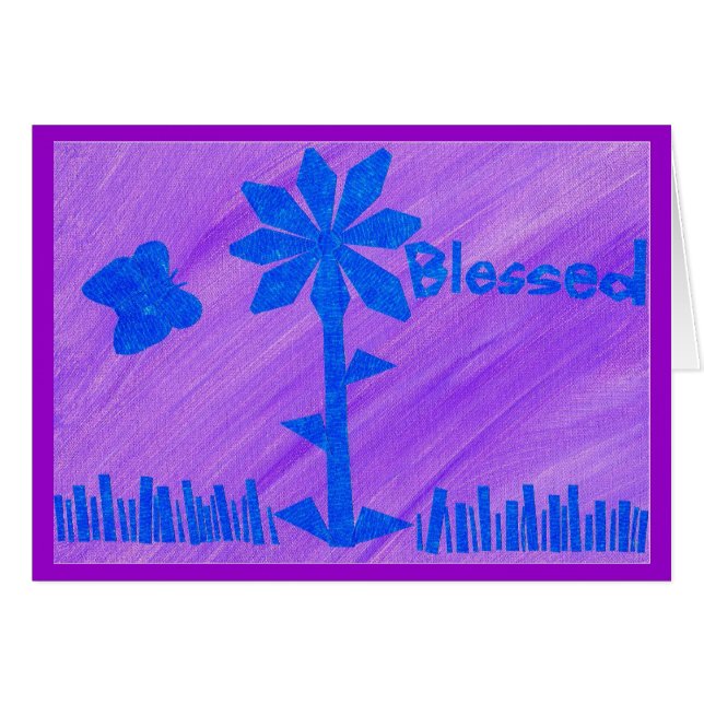 Blessed abstract butterfly and flower cards (Front Horizontal)