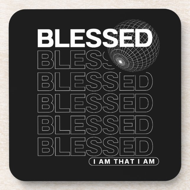 Blessed Affirmation Typography Coaster (Front)
