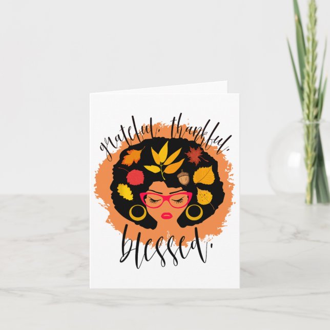 Blessed African American Thanksgiving Black Woman  Card (Front)
