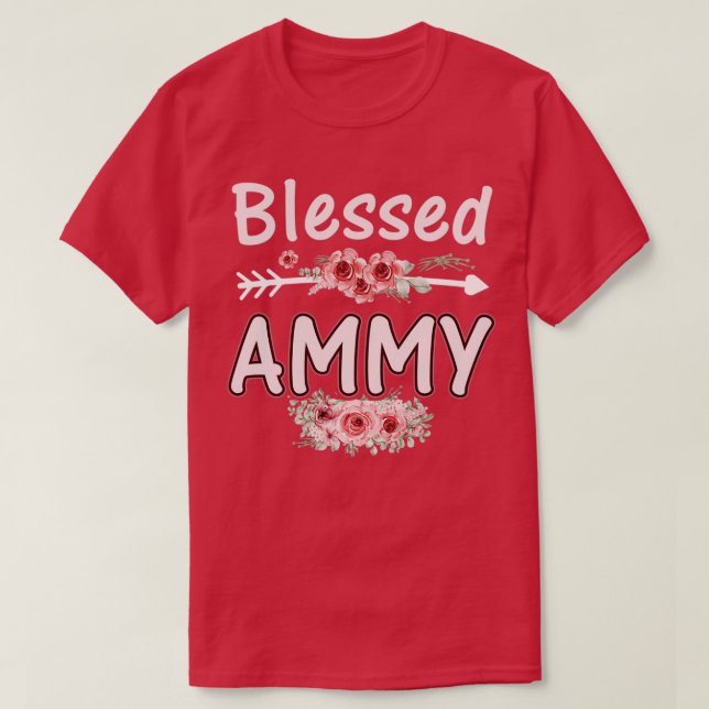 Blessed Ammy Mum Life Cute Floral Flower Mothers D T-Shirt (Design Front)