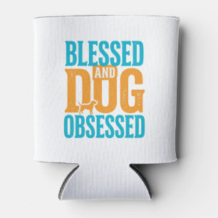 Blessed And Dog Obsessed Vintage Dog Lover Design_ Can Cooler