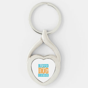 Blessed And Dog Obsessed Vintage Dog Lover Design_ Key Ring
