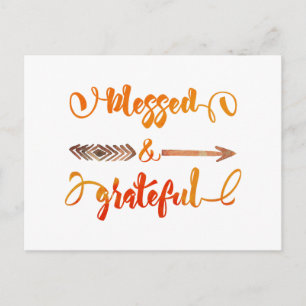 blessed and grateful thanksgiving holiday postcard