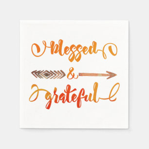 blessed and grateful thanksgiving napkin