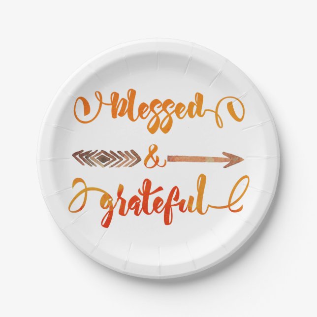blessed and grateful thanksgiving paper plate (Front)