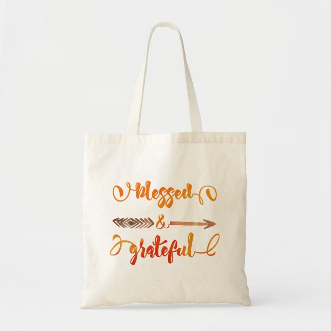 blessed and grateful thanksgiving tote bag (Front)