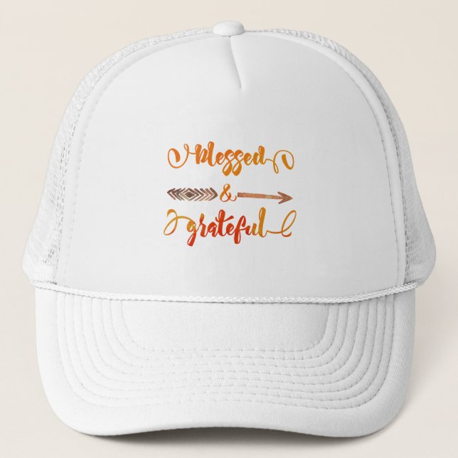 blessed and grateful thanksgiving trucker hat (Front)