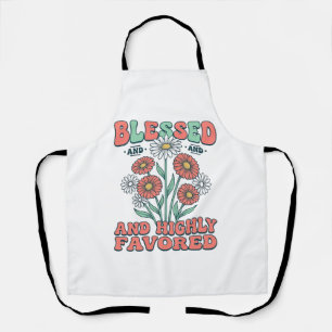 Blessed and Highly Favored Floral Vintage Design_1 Apron