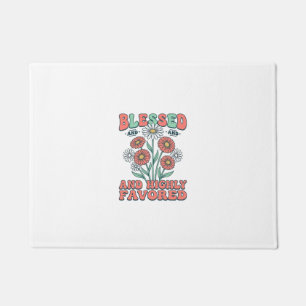 Blessed and Highly Favored Floral Vintage Design_1 Doormat