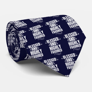 Blessed and Highly Favored Navy Blue Necktie