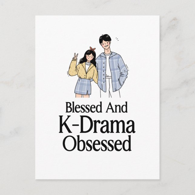 Blessed and K-Drama Obsessed Postcard (Front)
