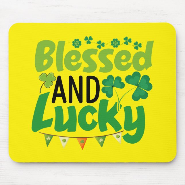 Blessed And Lucky St. Patrick’s Day Design-61103 Mouse Mat (Front)
