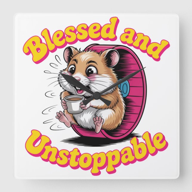 Blessed And Unstoppable Square Wall Clock (Front)