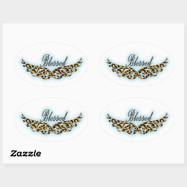 Blessed Angel Wings Oval Sticker (Sheet)