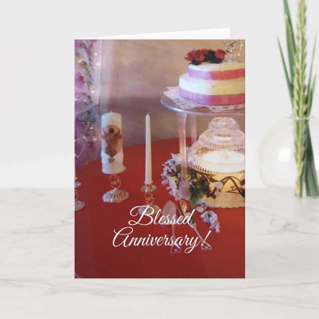 Blessed Anniversary, Folded Greeting Card (Front)