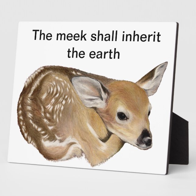 Blessed are the Meek Fawn Plaque (Side)