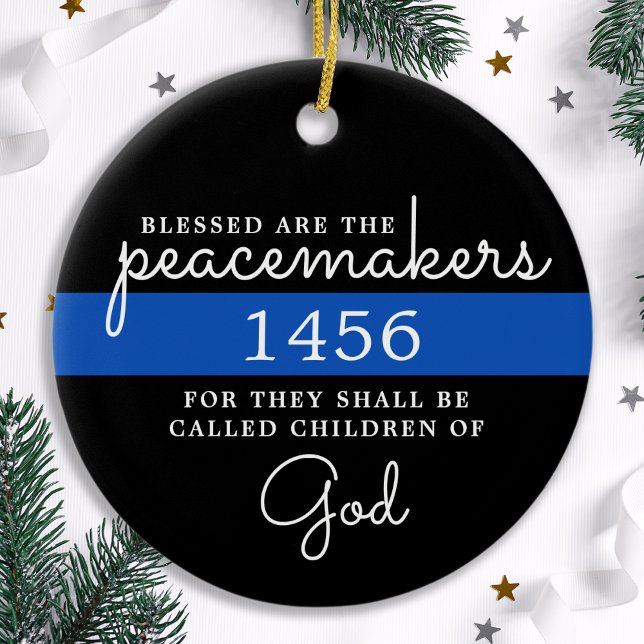 Blessed Are The Peacemakers Blue Line Police Ceramic Tree Decoration (Creator Uploaded)