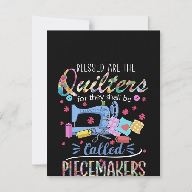 Blessed Are The Quilters For They Shall Piecemaker Thank You Card (Front)