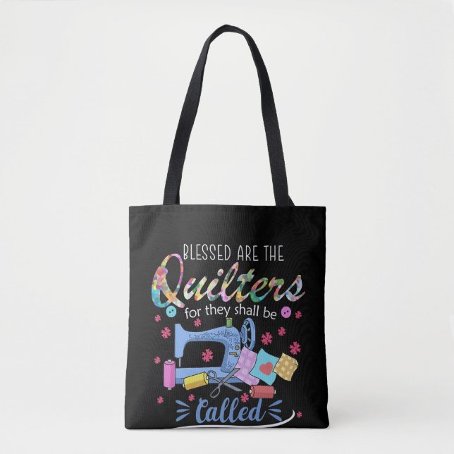 Blessed Are The Quilters For They Shall Piecemaker Tote Bag (Front)