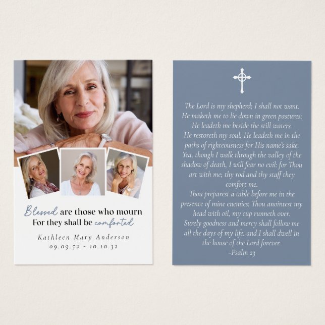 Blessed are Those Who Mourn Photo Prayer Card (Front & Back)