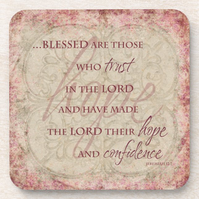 Blessed are Those Who Trust Cork Coaster Set (6) (Front)