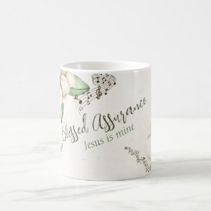 'Blessed Assurance' Elegant Magnolia Watercolor  Coffee Mug