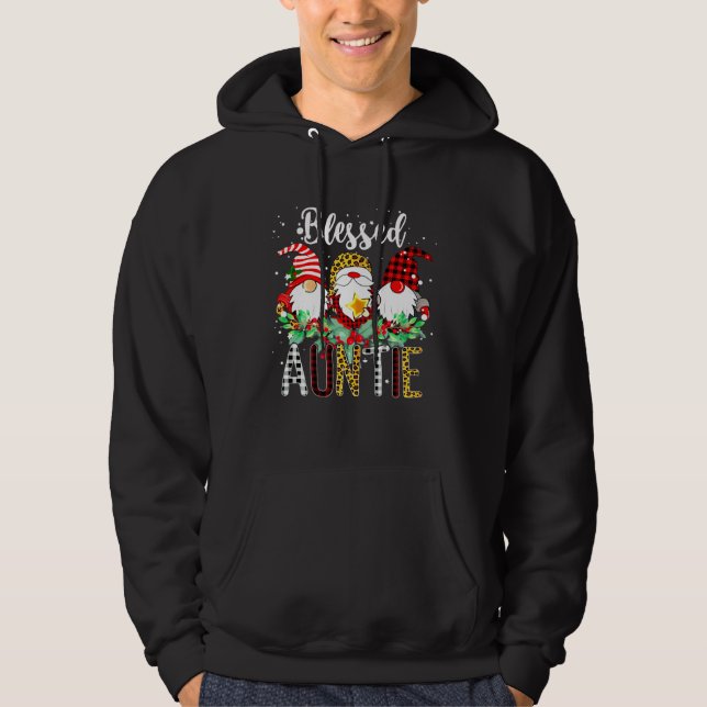 Blessed Auntie Gnomes Christmas Leopard Buffalo Pl Hoodie (Front)