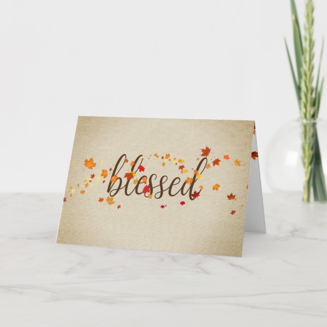 Blessed Autumn Leaves for Friends Card (Front)