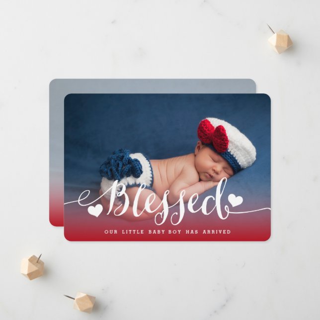Blessed Baby Boy Birth Announcement Zazzle