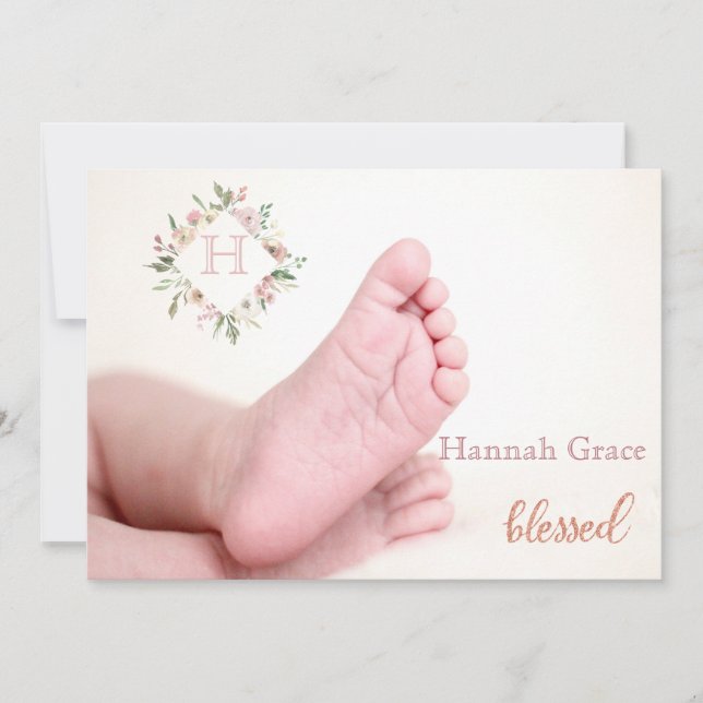 Blessed | Baby Girl Birth Announcement (Front)