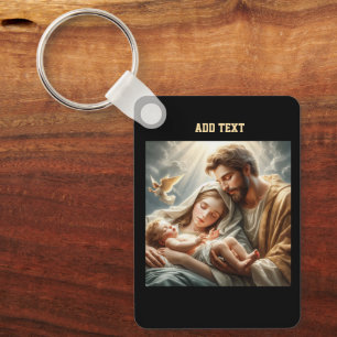 Blessed Baby with Angel Parents Aluminum Rectangle Key Ring