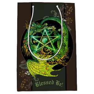 Blessed Be Art Nouveau Pentacle Dragon  Medium Gift Bag