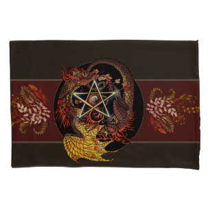 Blessed Be Art Nouveau Pentacle Dragon Pillowcase